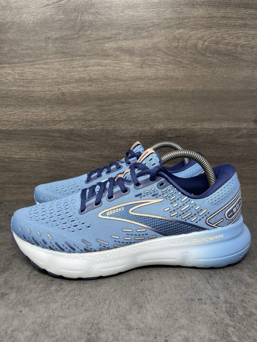 Brooks Glycerin 20 Size 9 Womens Blue Peach DNA LOFT v3 Cushioned Running Shoes